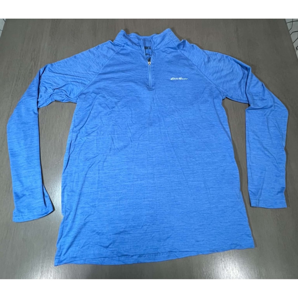 Eddie Bauer Motion Mens Blue Heathered Quarter Zip Pullover Size M